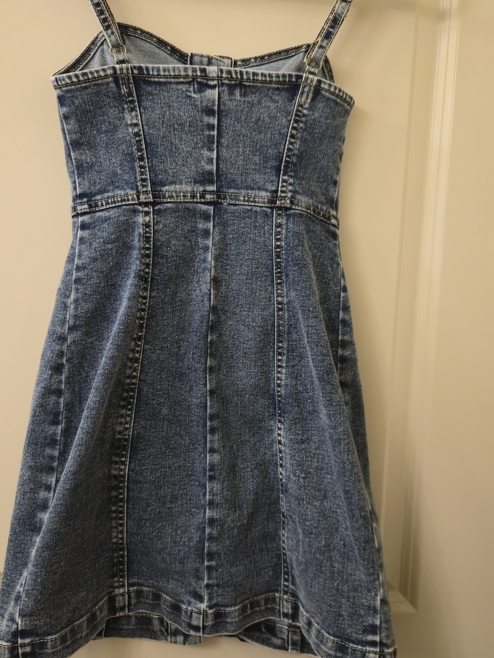RSQ Blue Denim Button-Front Spaghetti Strap Mini Dress - Picture 2 of 3